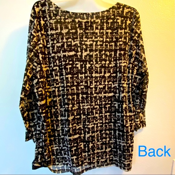 Dana Buchman Draped Neck 3/4 Sleeve Blouse Top - Picture 6 of 7